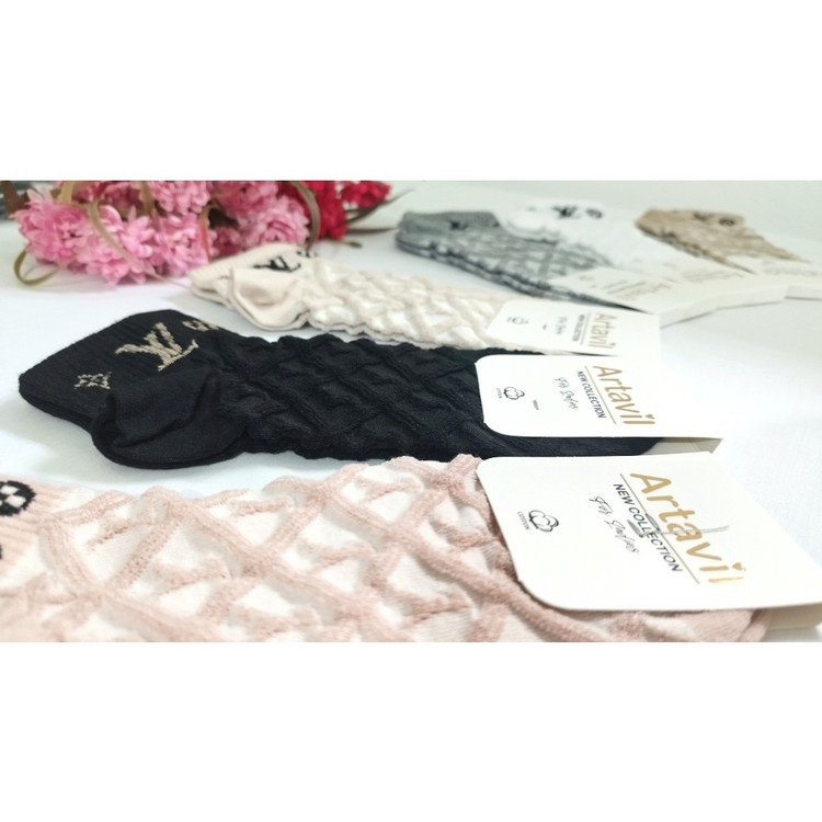 جوراب مچی زنانه طرح برجسته LV